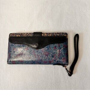 Patricia Nash Valentia Floral Brocade Multi Color Leather Wristlet Wallet